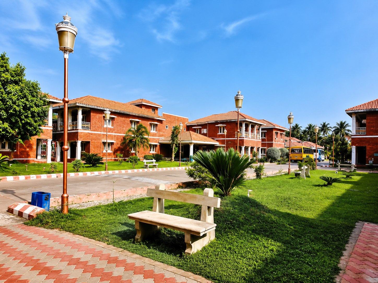 Hotel exterior illuminated at night